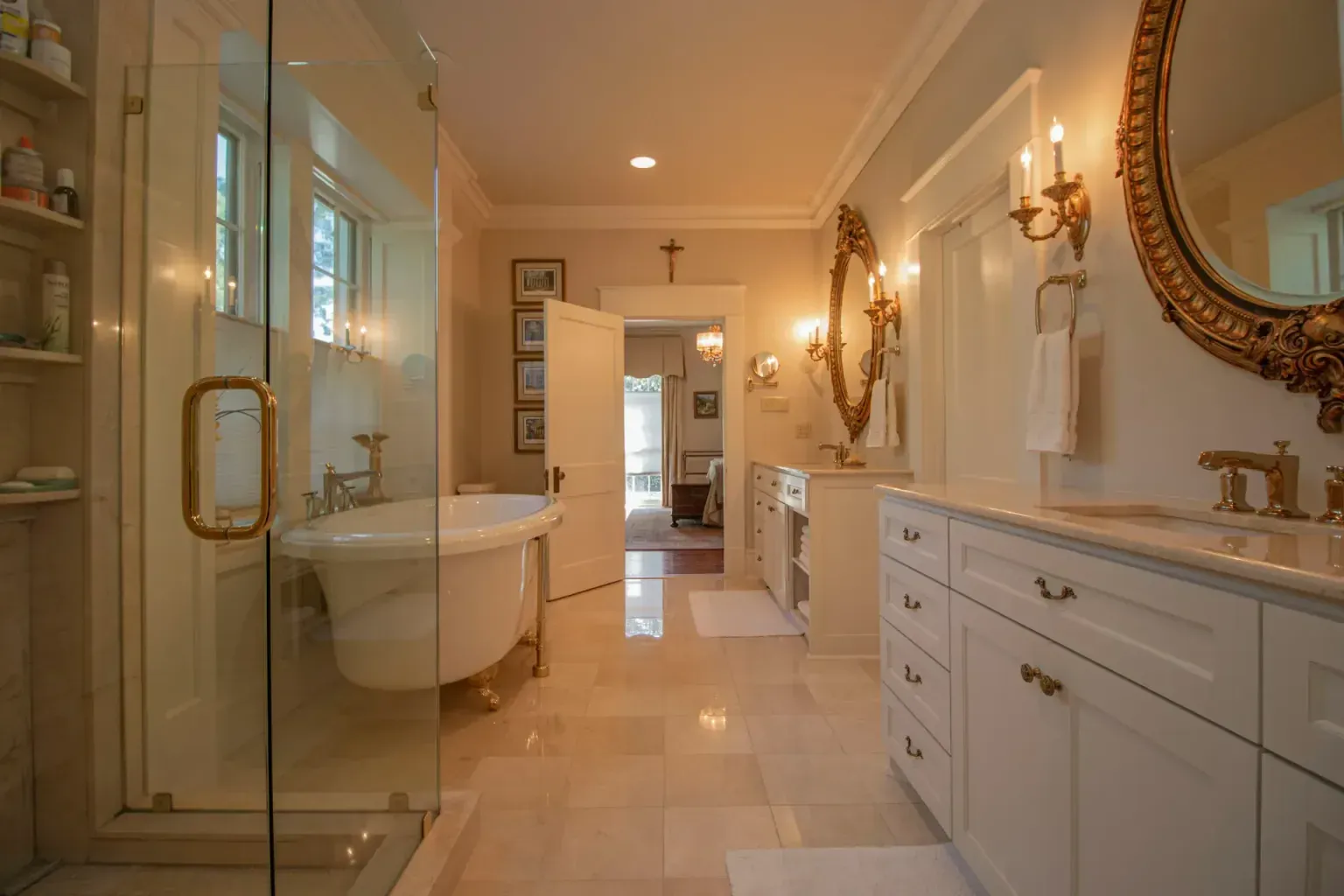 Bathroom vanity installation — a hand held flat against newly completed work to show how well it matches