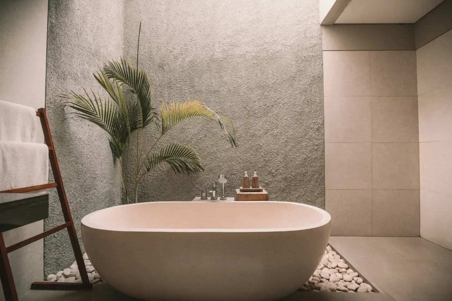 Shower remodel — a bright nearly complete room with the work expertly finished